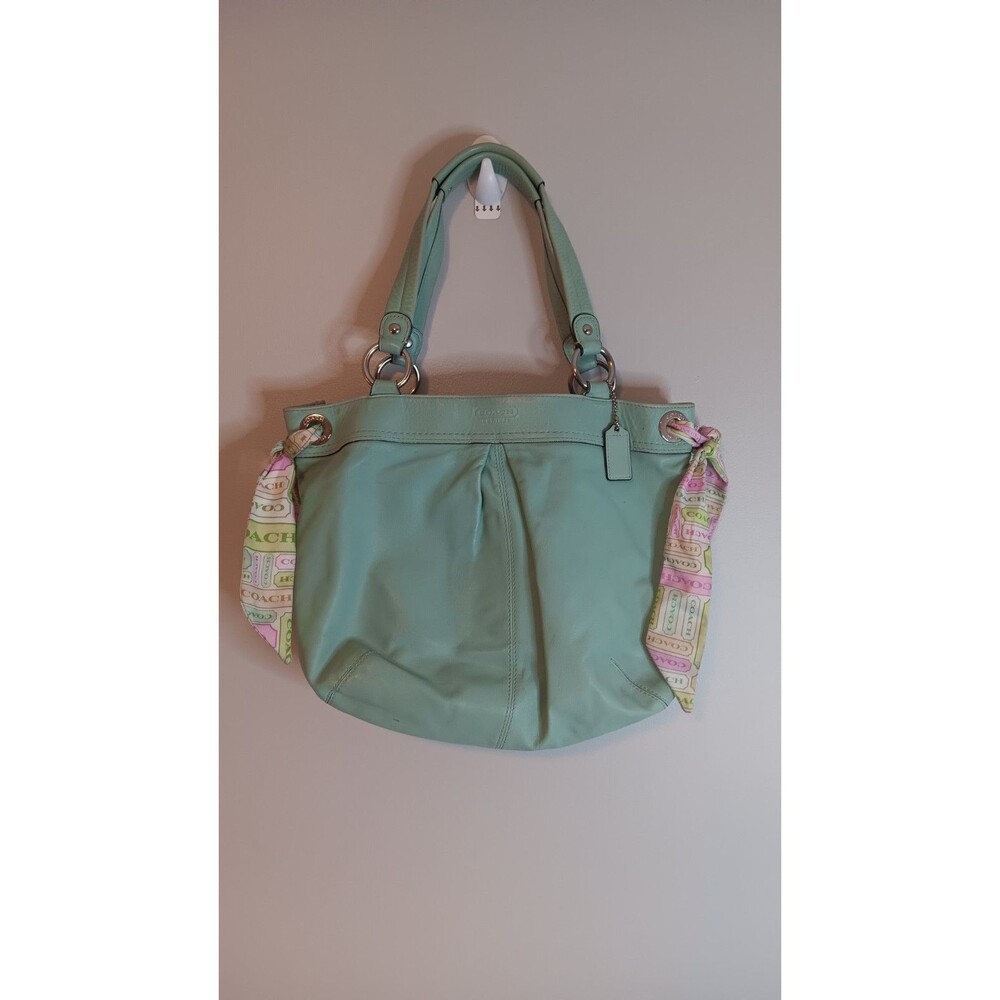 Coach Kyra Mint Green Hobo Bag Silk Scarfs Rare Vintage F13556